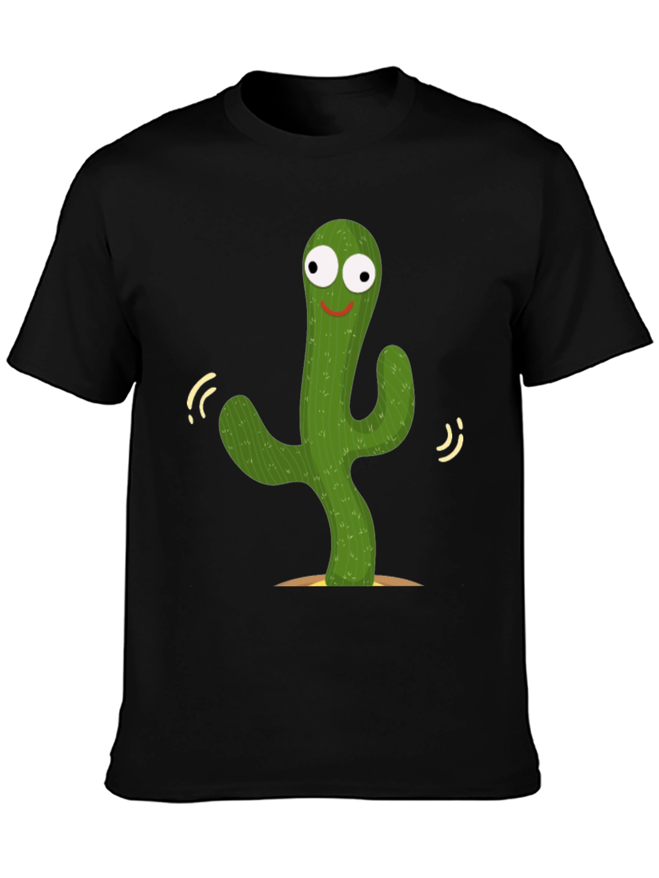 Dancing Cactus Graphic Tee - Black Cotton T-Shirt