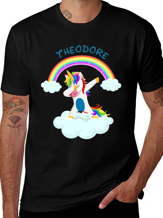 Unicorn Dab Black T-Shirt - Theodore Personalized