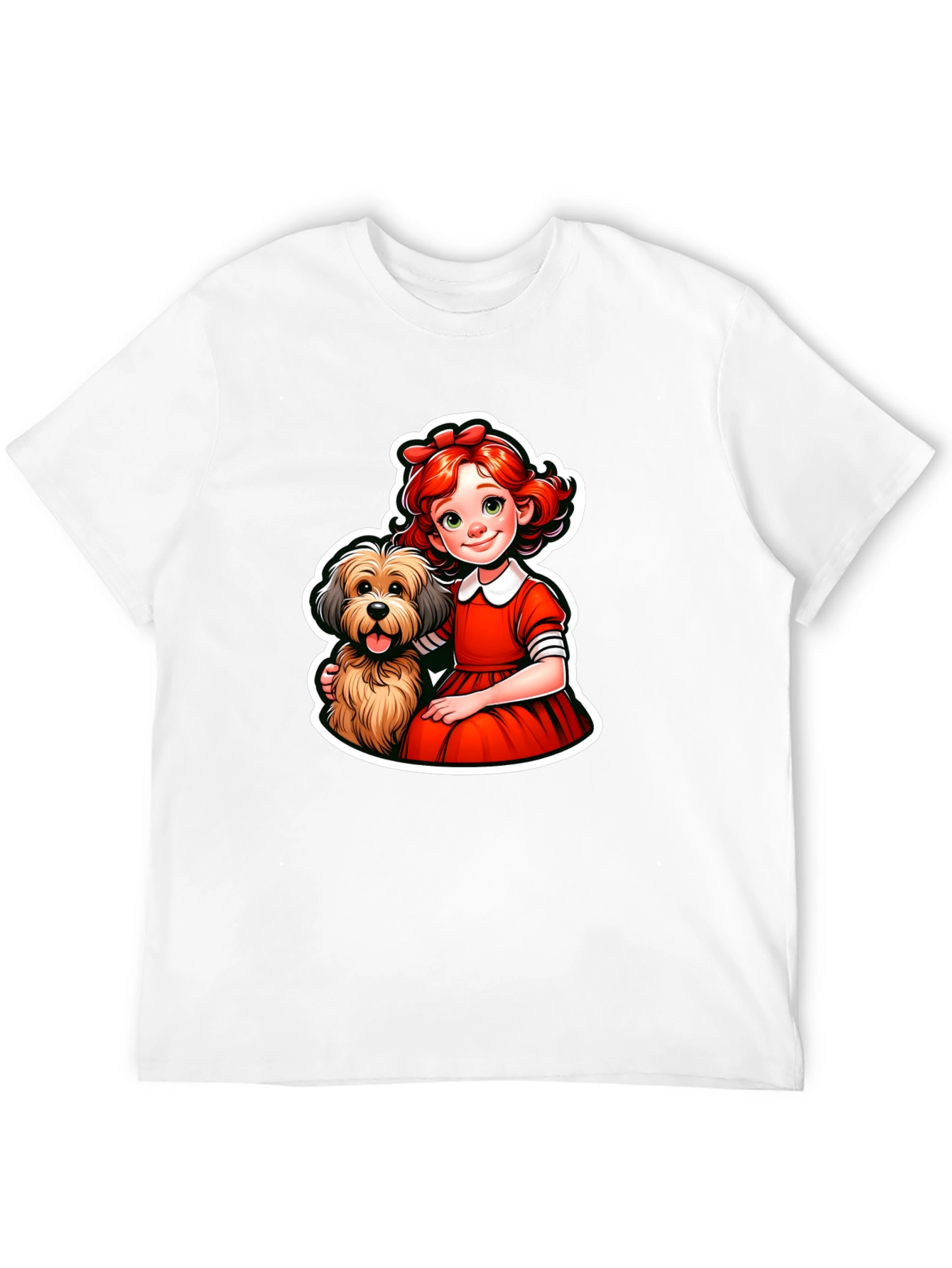Girl and Dog Graphic Tee - Cute Cartoon Design