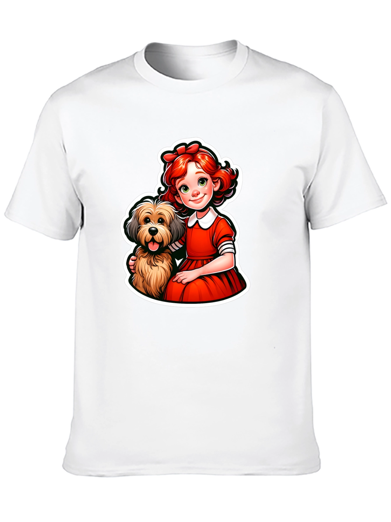 Girl and Dog Graphic Tee - Cute Cartoon Design
