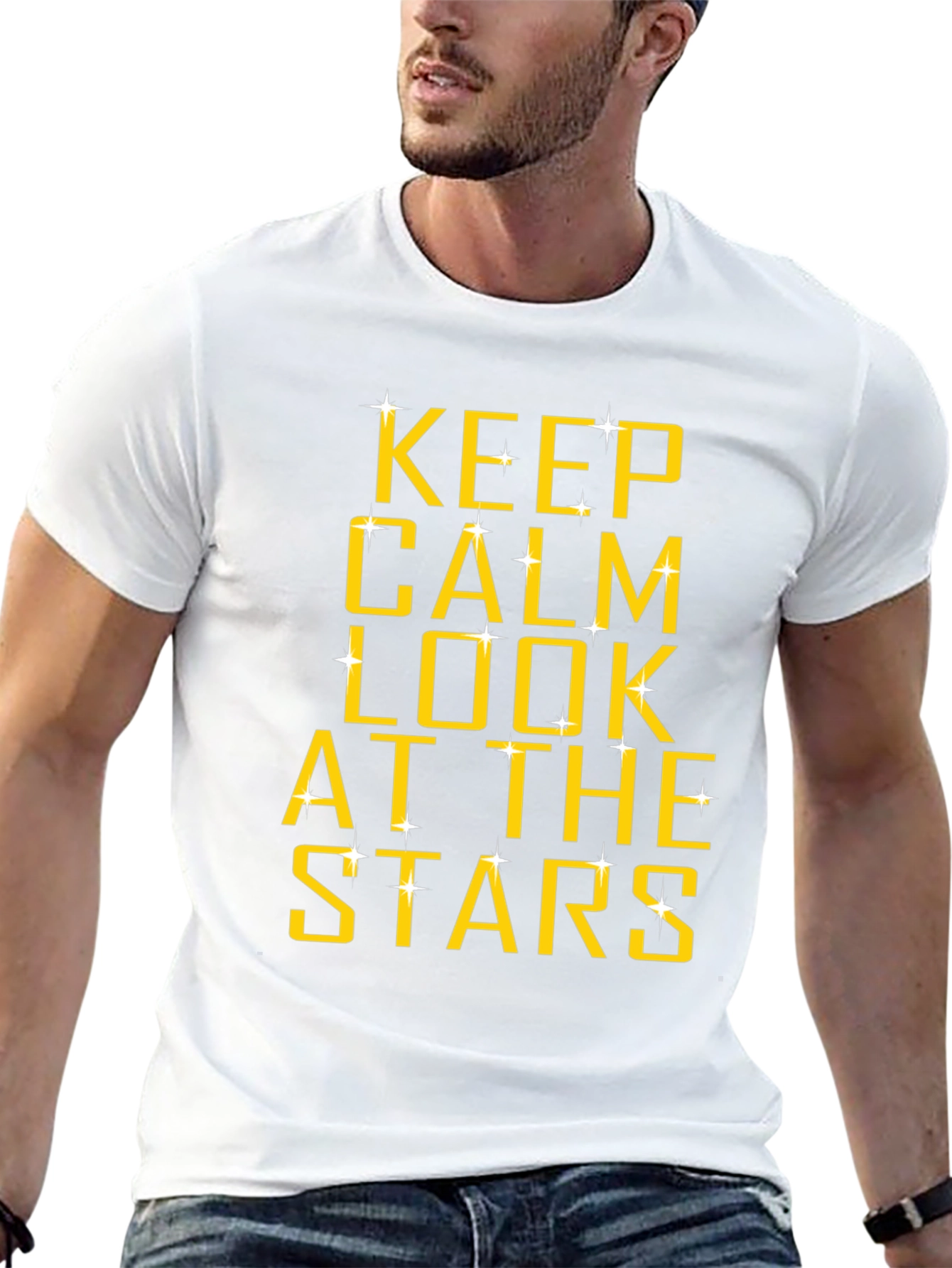 Keep Calm and Look at the Stars Black T-Shirt