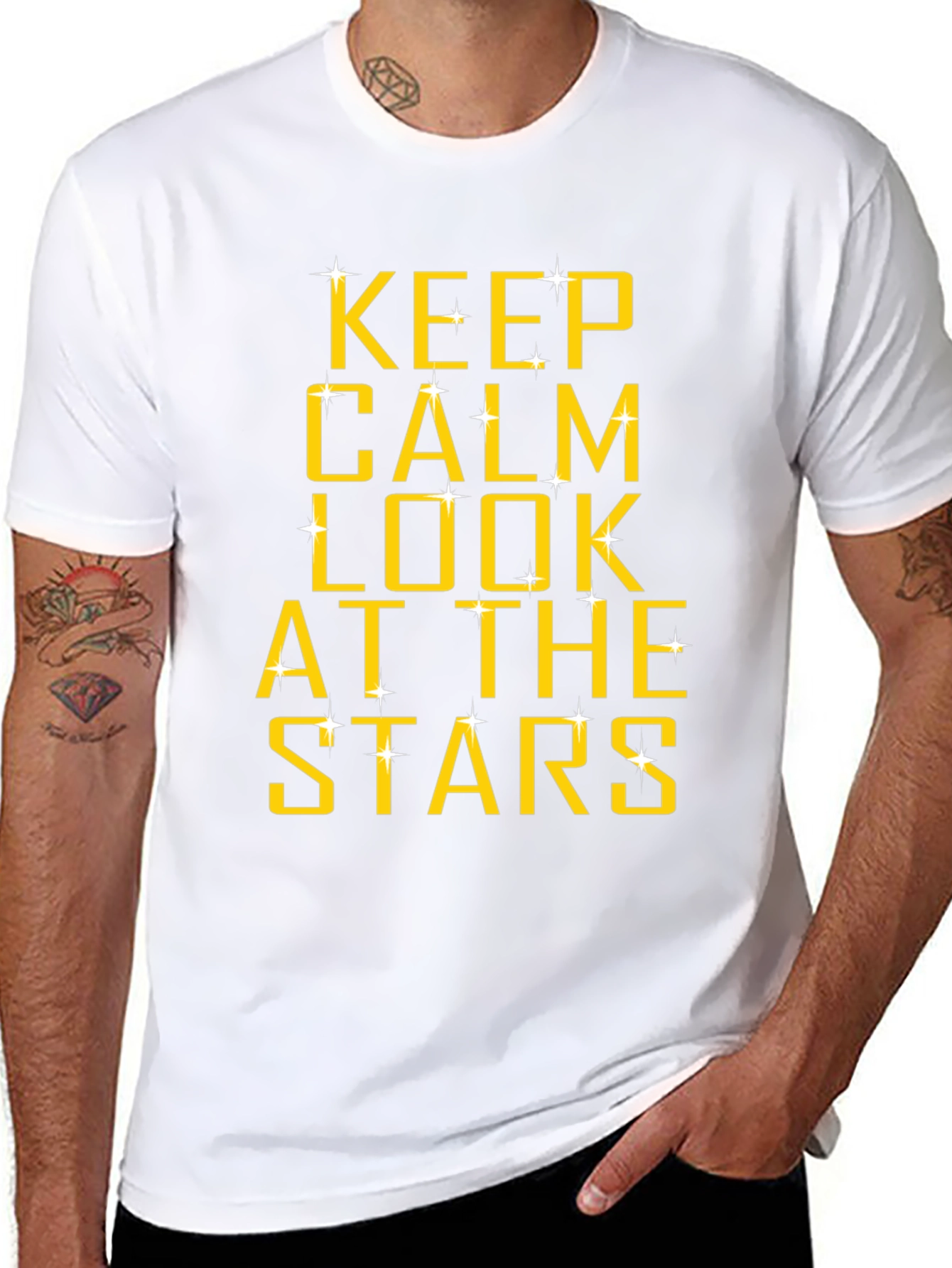 Keep Calm and Look at the Stars Black T-Shirt