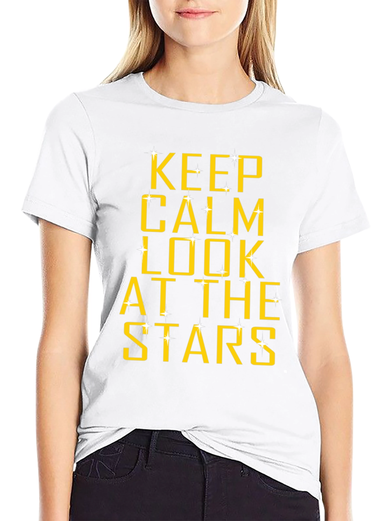 Keep Calm and Look at the Stars Black T-Shirt