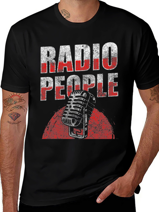 Radio People Graphic Tee - Vintage Microphone Design