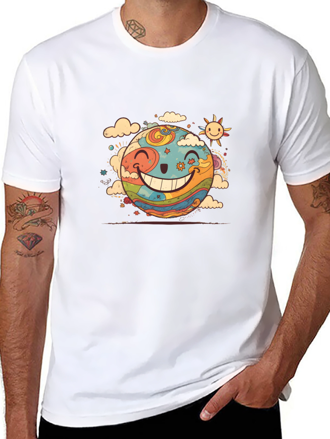Smiling Earth Graphic T-Shirt