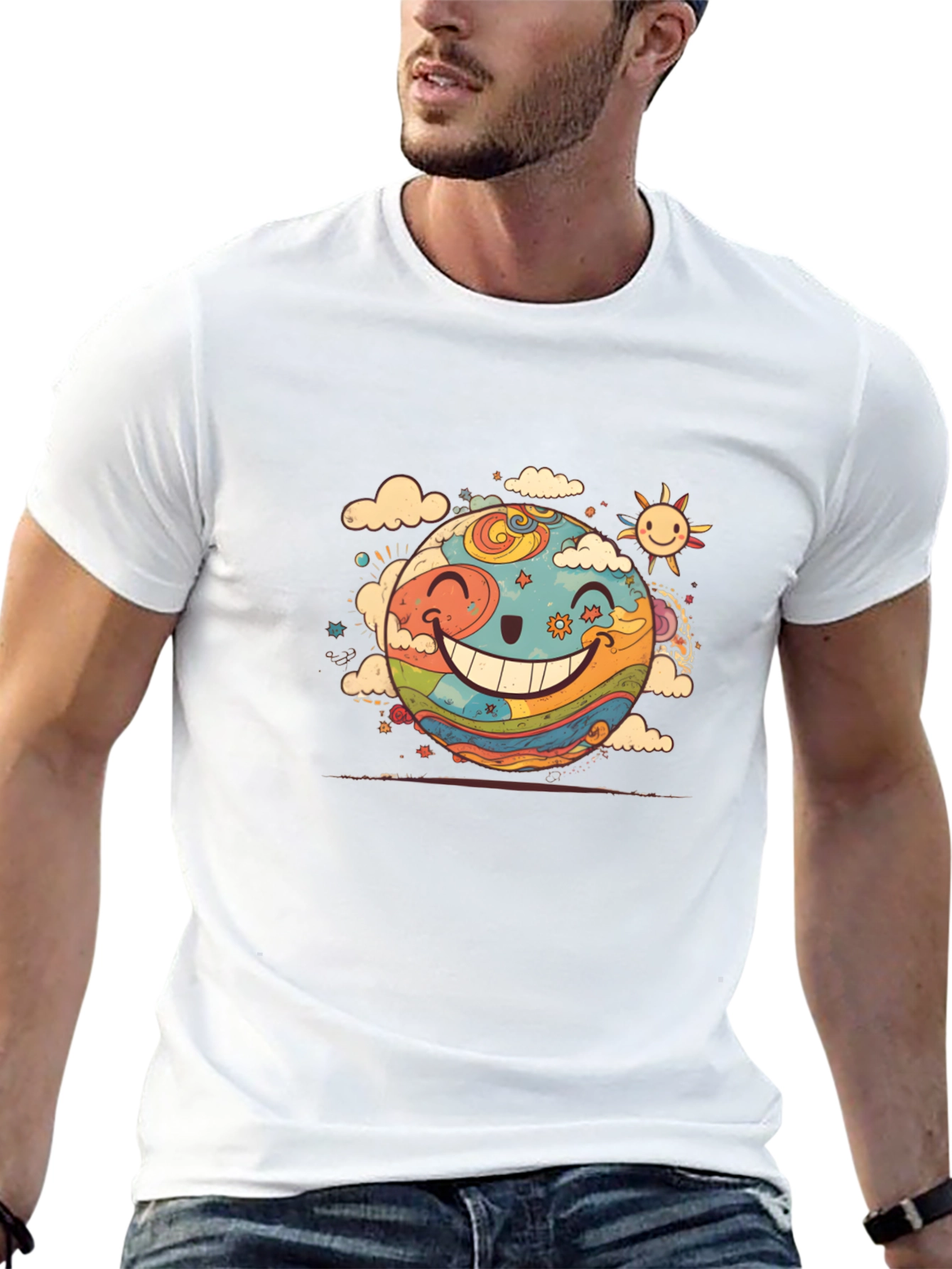 Smiling Earth Graphic T-Shirt