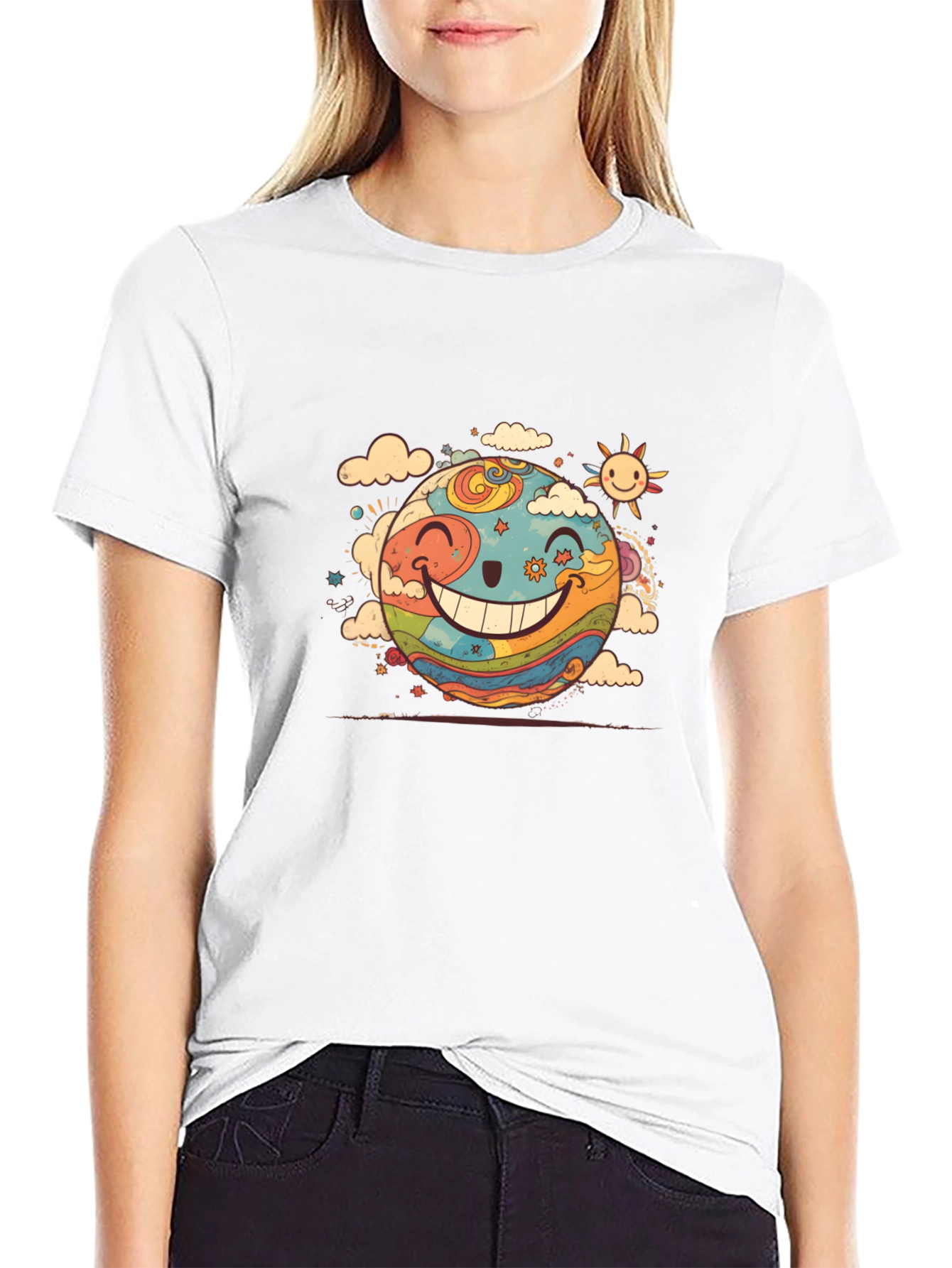 Smiling Earth Graphic T-Shirt