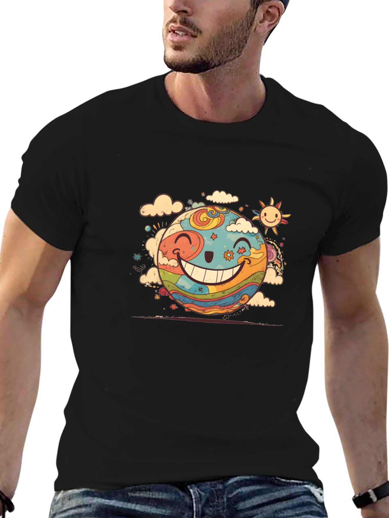 Smiling Earth Graphic T-Shirt