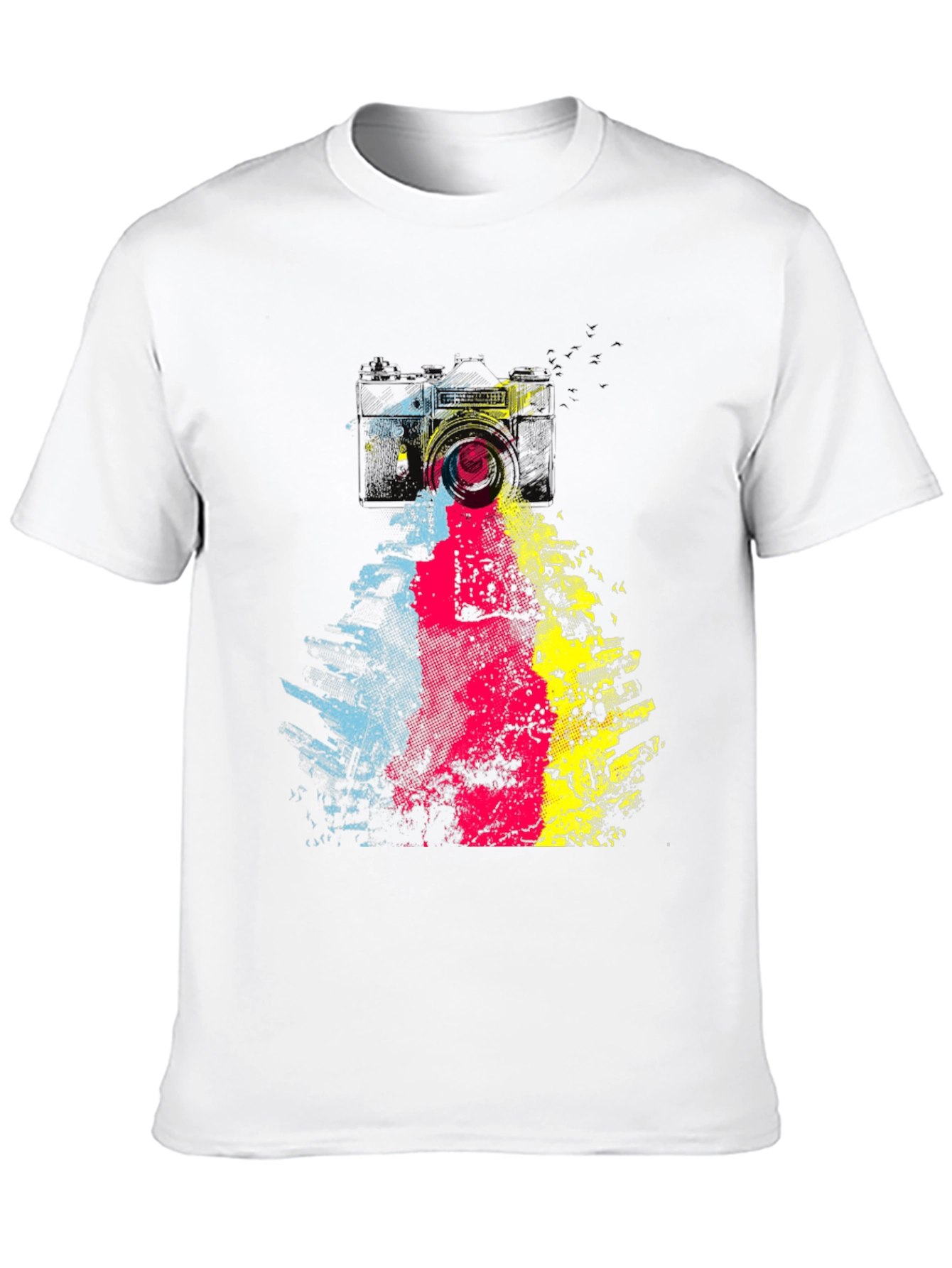 Camera Graphic Print Mens Black T-Shirt