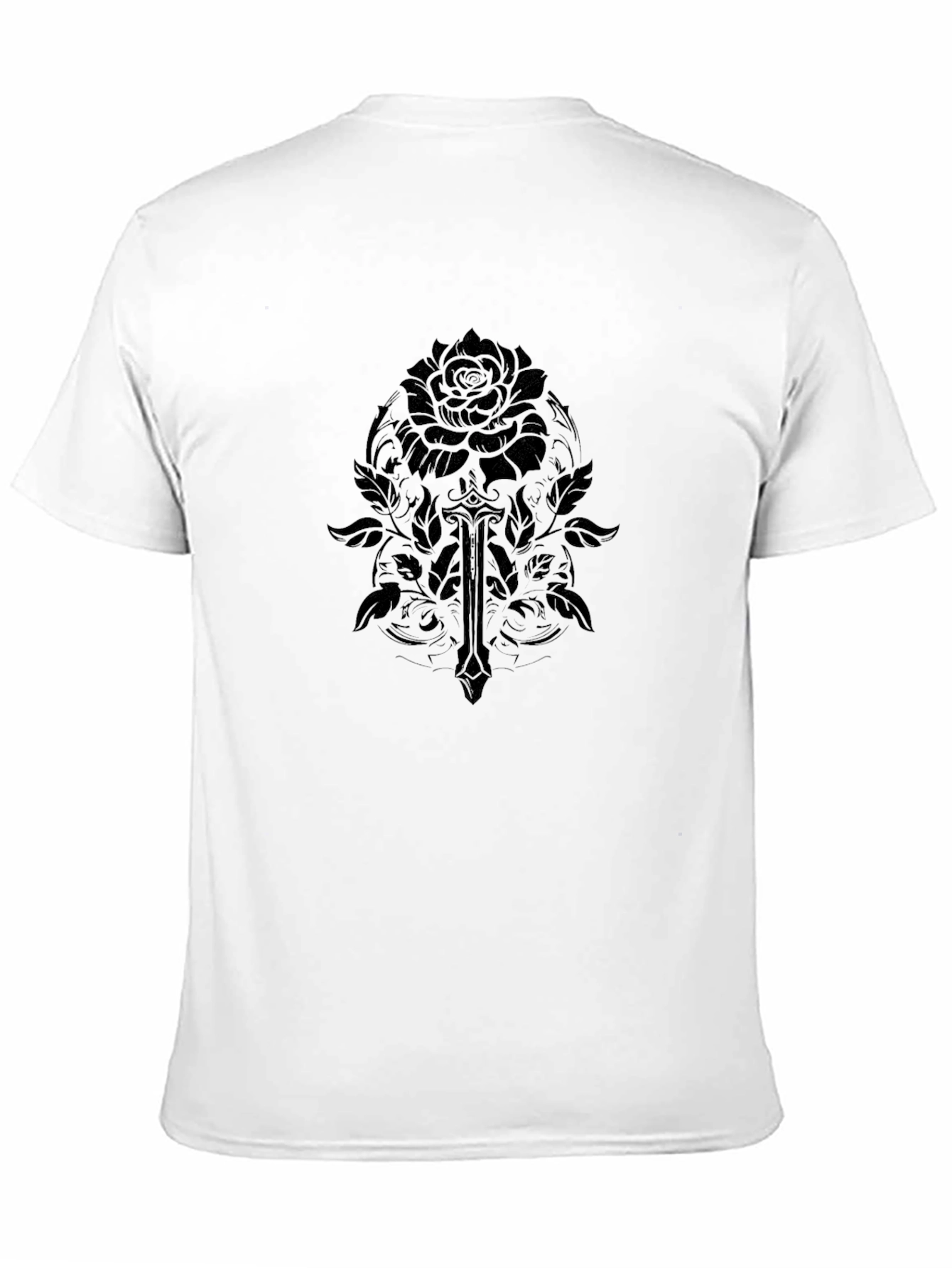 Gothic Rose and Sword Graphic T-Shirt - Black