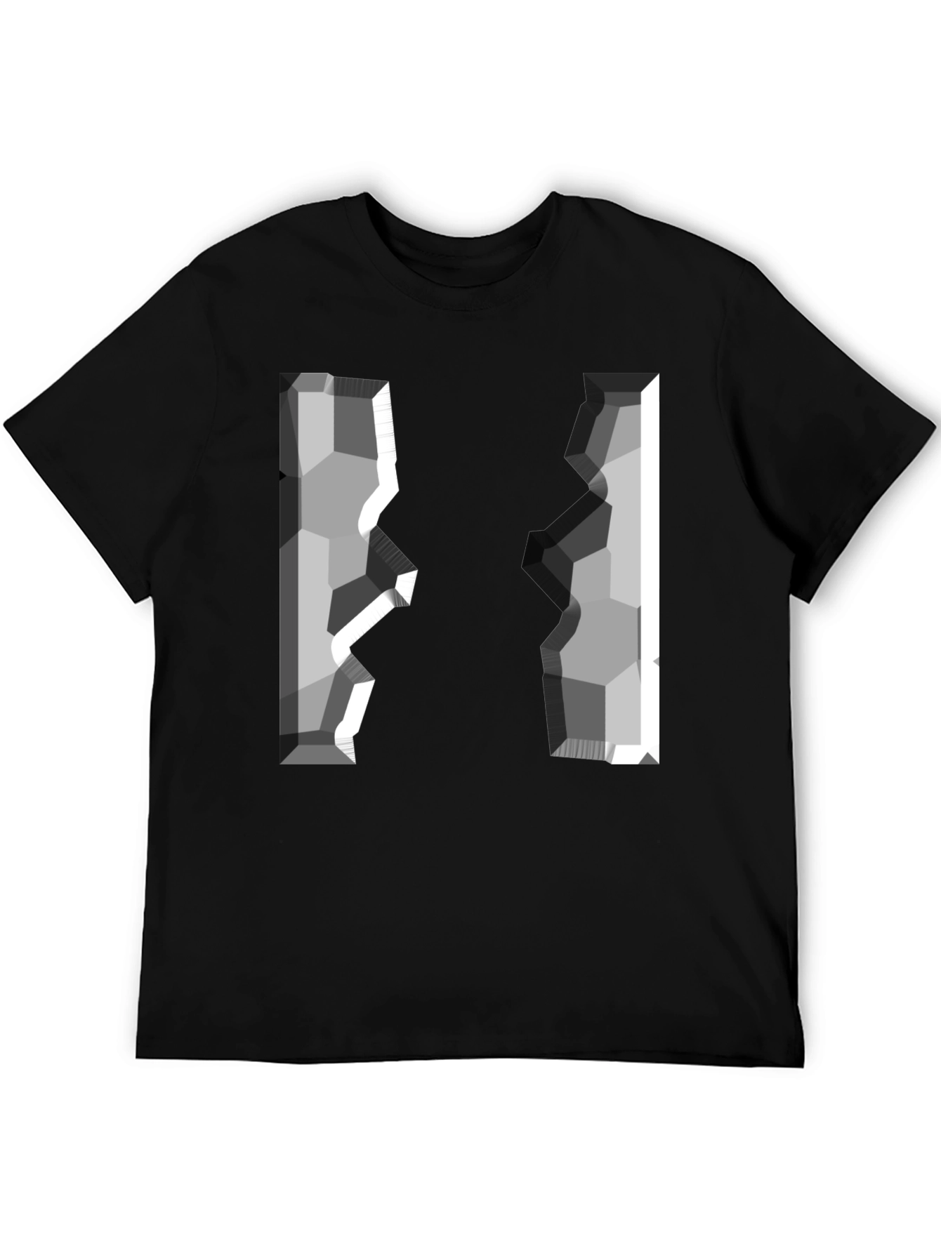 Cracked Block T-Shirt - Geometric Pixel Design