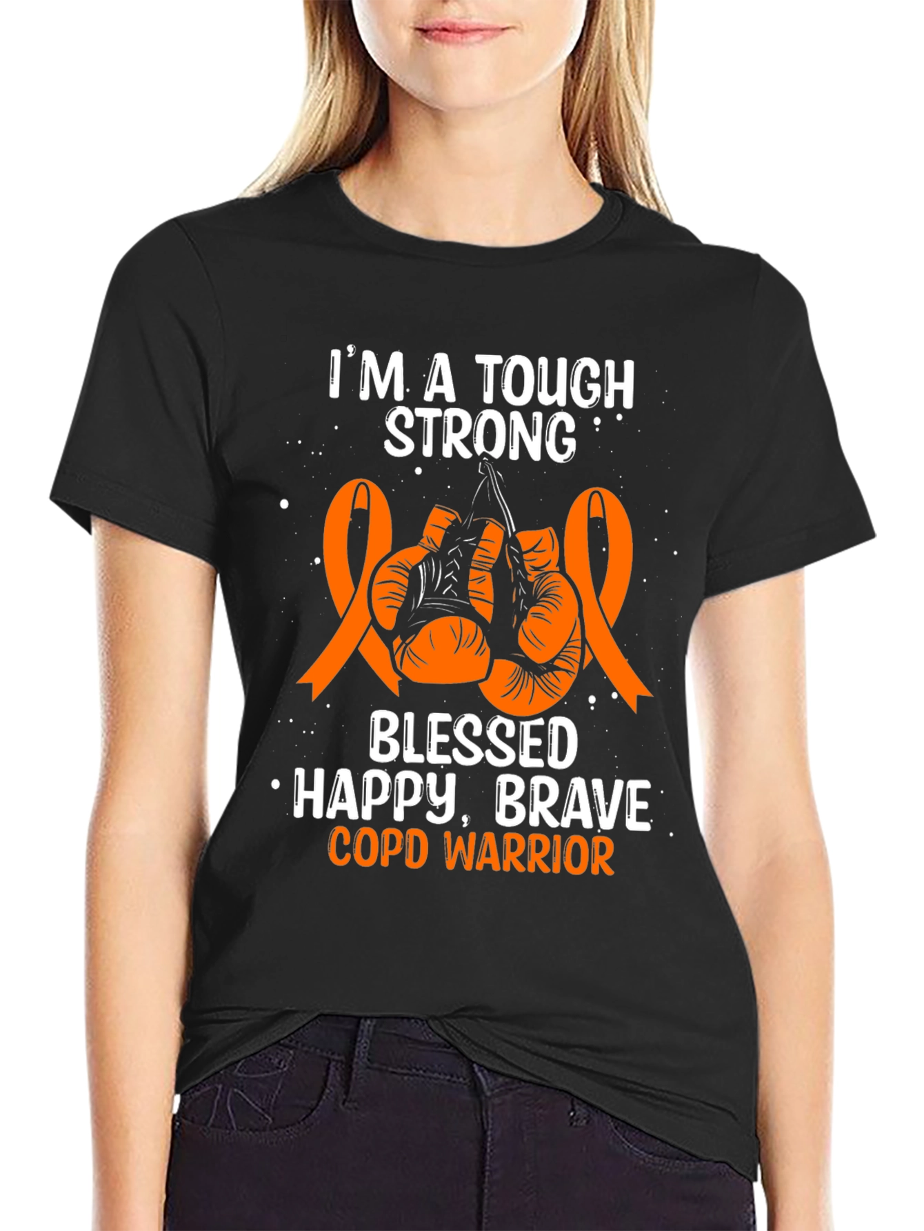 Tough Strong COPD Warrior Boxing Gloves T-Shirt