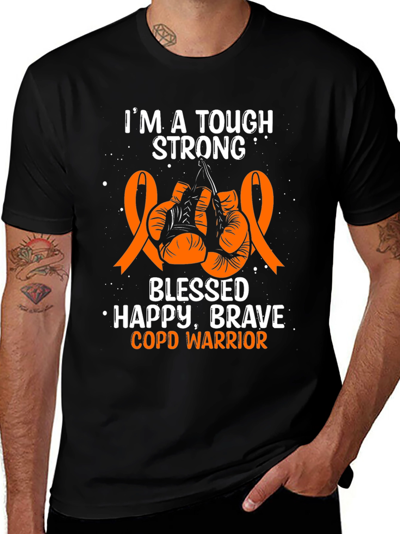 Tough Strong COPD Warrior Boxing Gloves T-Shirt