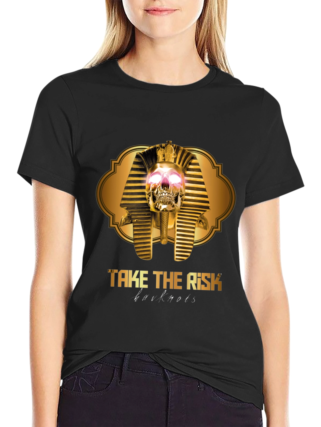 Take The Risk Skull Pharaoh Black Graphic T-Shirt