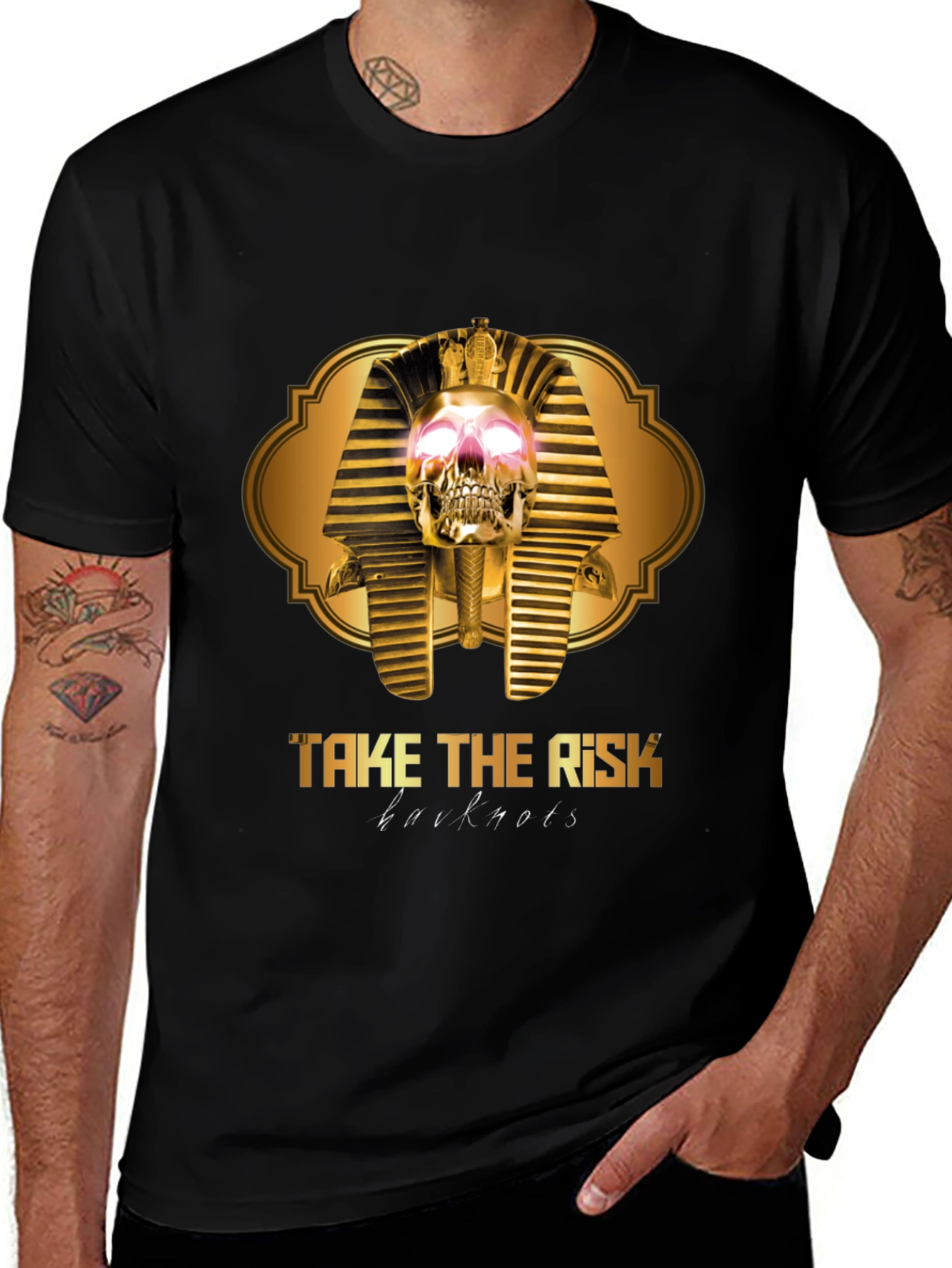 Take The Risk Skull Pharaoh Black Graphic T-Shirt