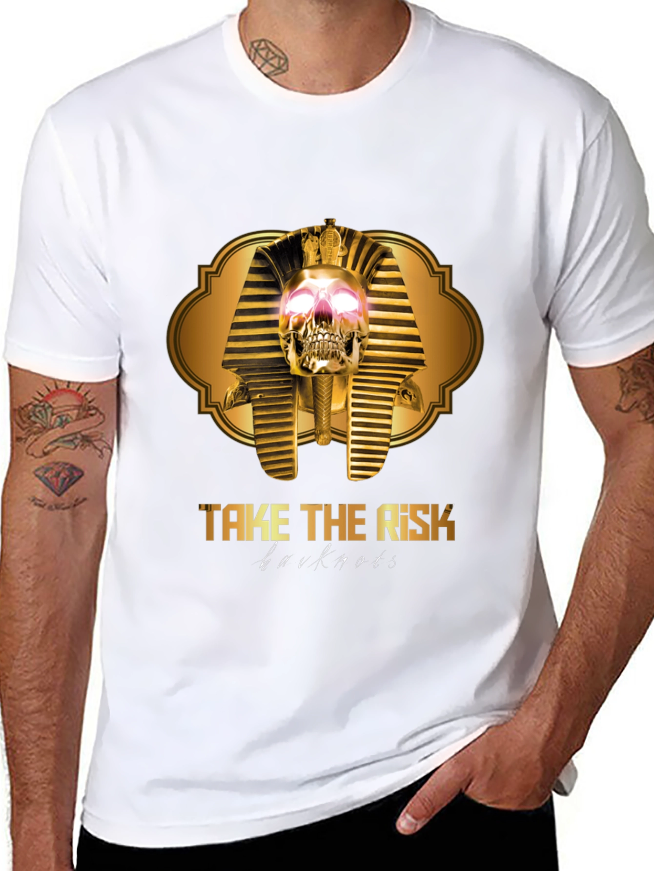 Take The Risk Skull Pharaoh Black Graphic T-Shirt