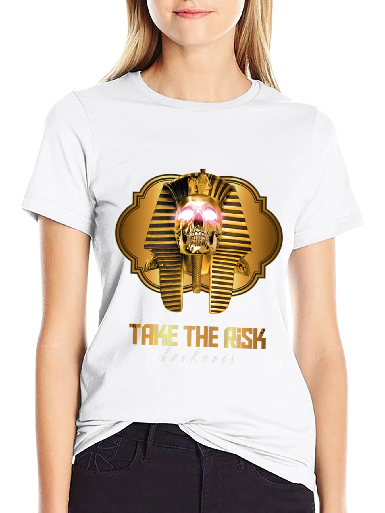Take The Risk Skull Pharaoh Black Graphic T-Shirt
