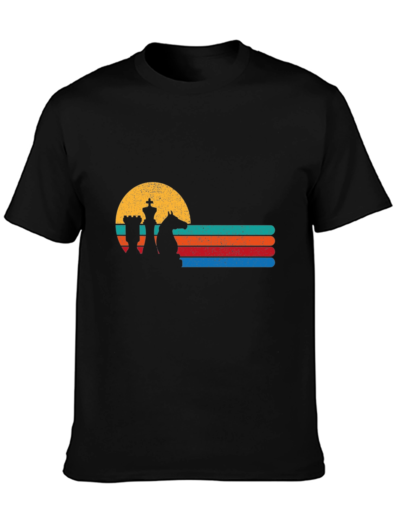 Chess Sunset Graphic Tee - Retro Chess Player Shirt