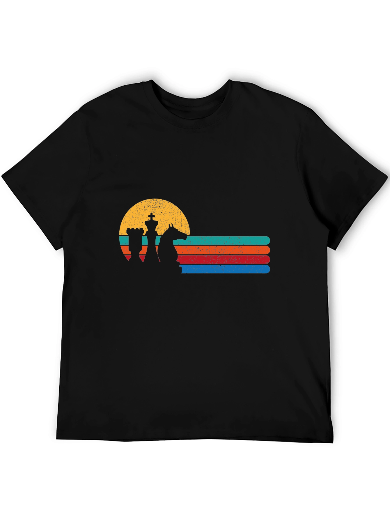 Chess Sunset Graphic Tee - Retro Chess Player Shirt