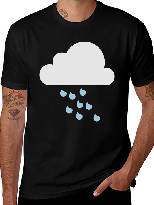 Rain Cloud Graphic Tee - Black Cotton T-Shirt