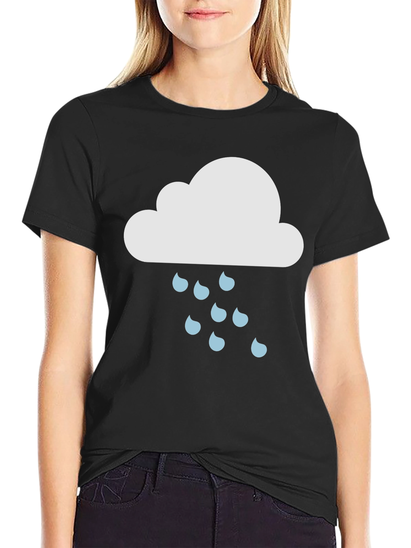 Rain Cloud Graphic Tee - Black Cotton T-Shirt