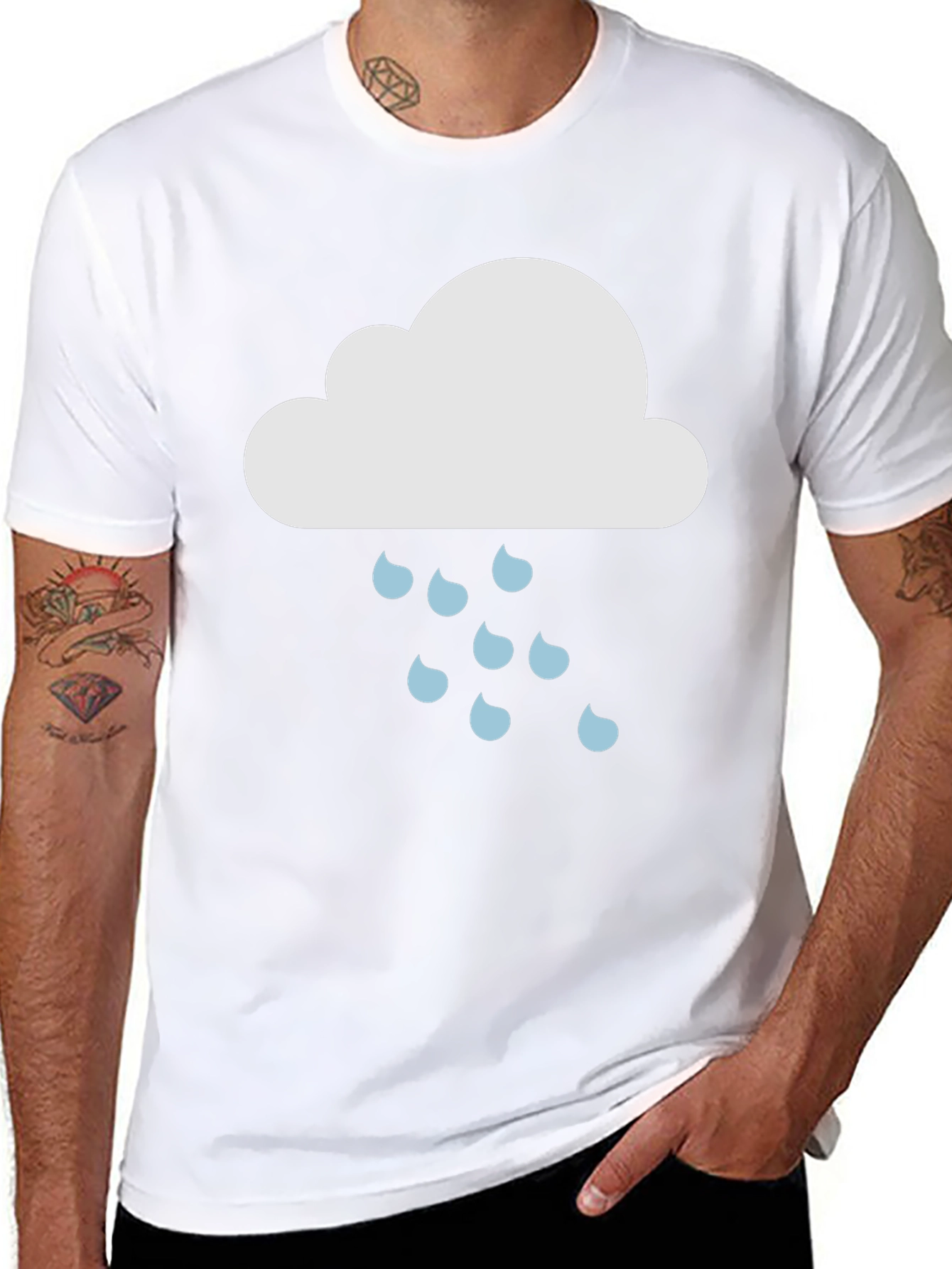 Rain Cloud Graphic Tee - Black Cotton T-Shirt