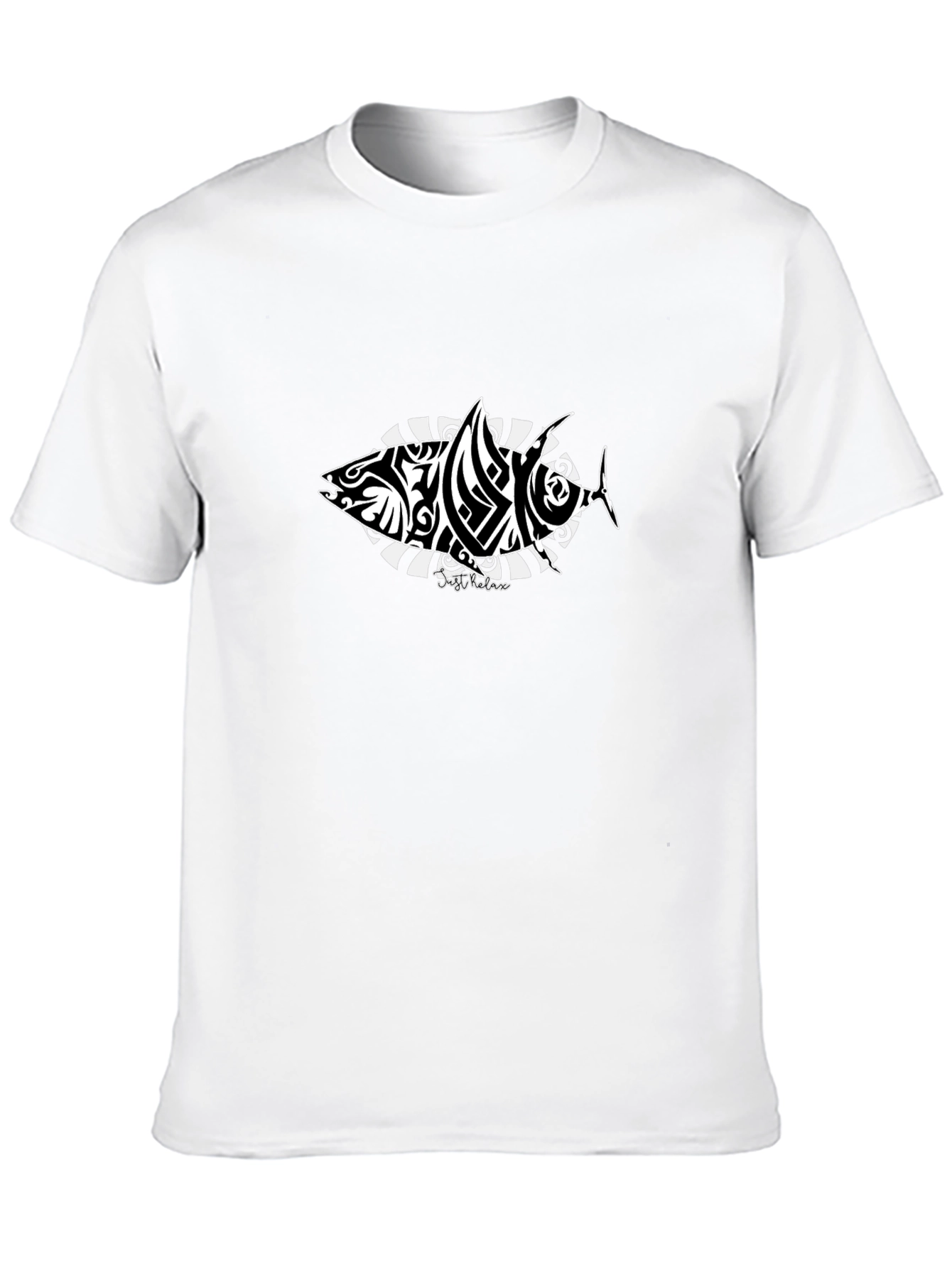 Tribal Fish Graphic T-Shirt - Black