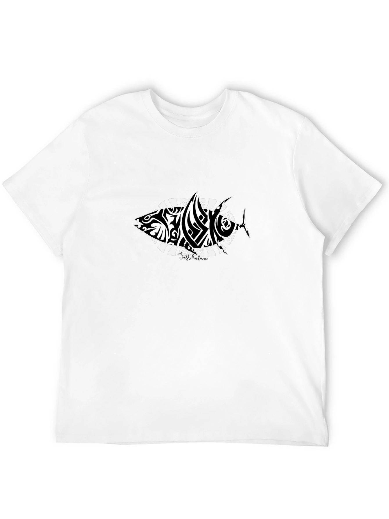 Tribal Fish Graphic T-Shirt - Black