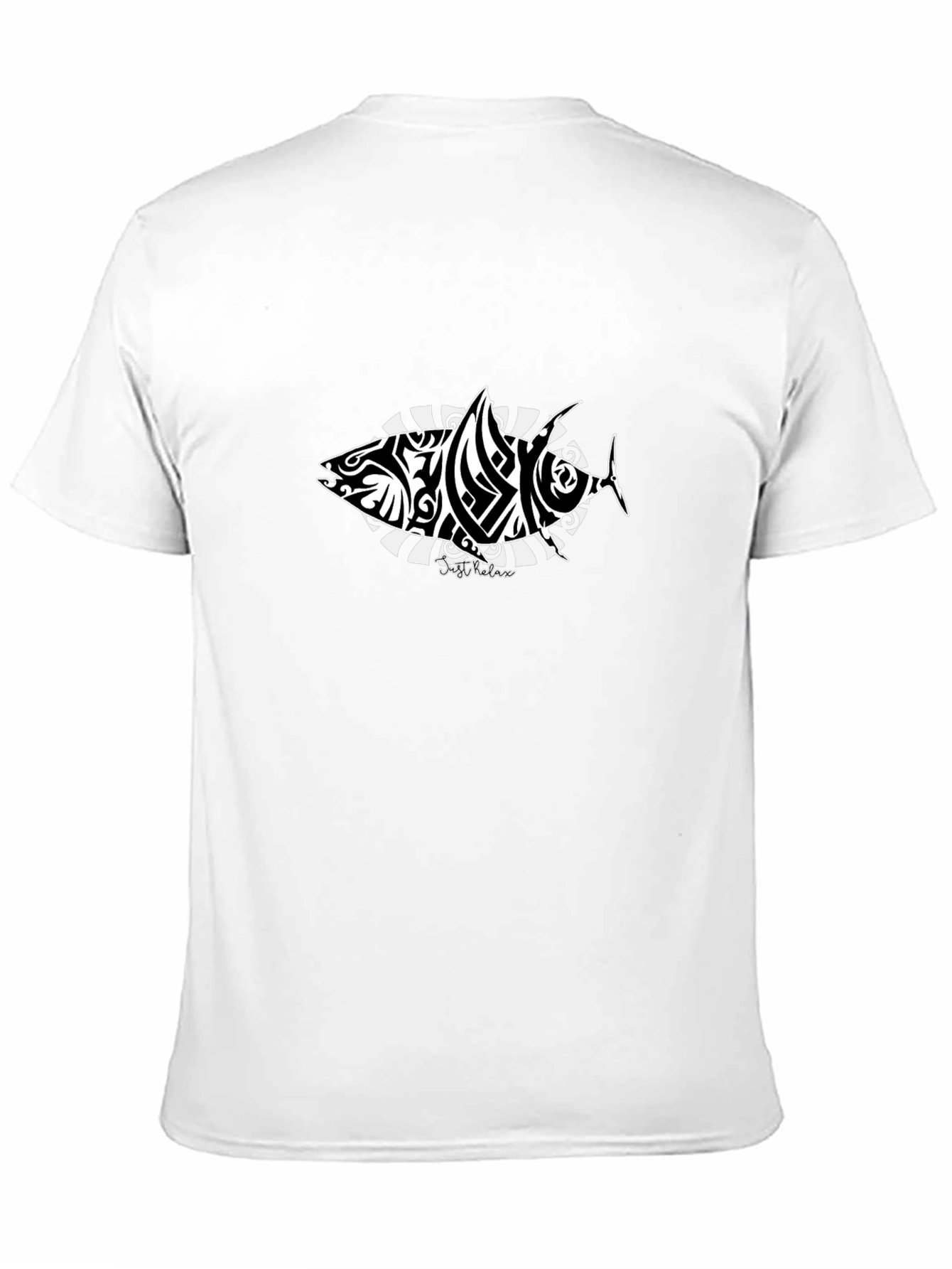 Tribal Fish Graphic T-Shirt - Black