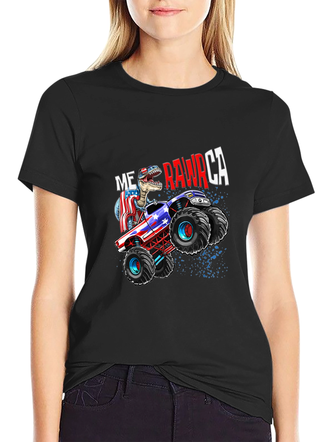 USA Dinosaur Monster Truck T-Shirt