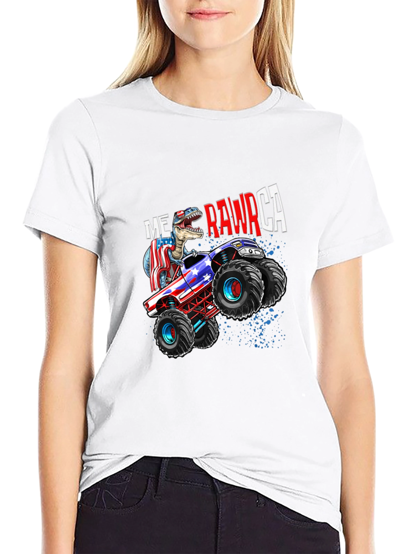 USA Dinosaur Monster Truck T-Shirt