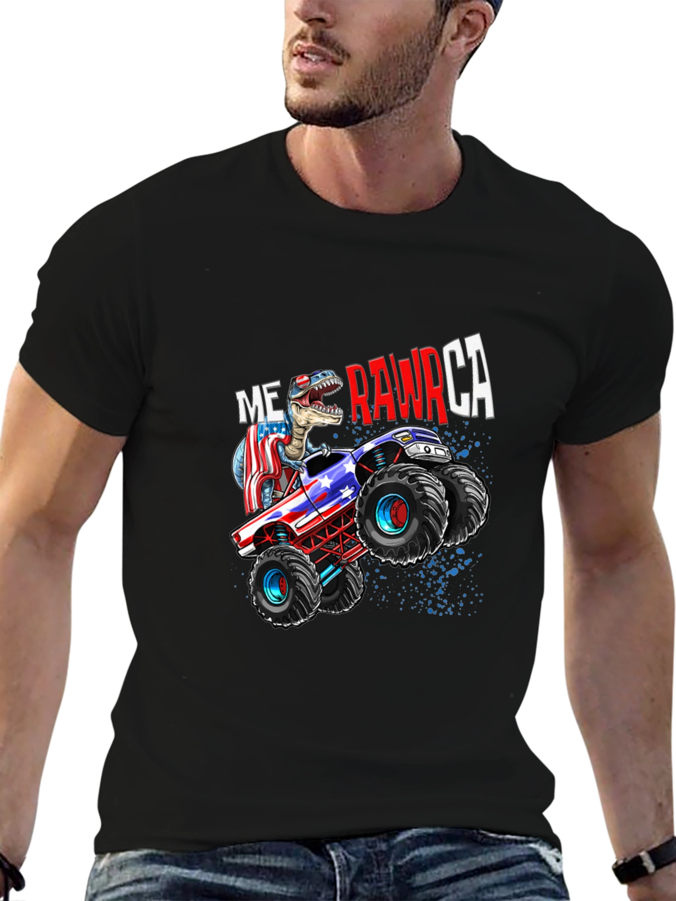 USA Dinosaur Monster Truck T-Shirt