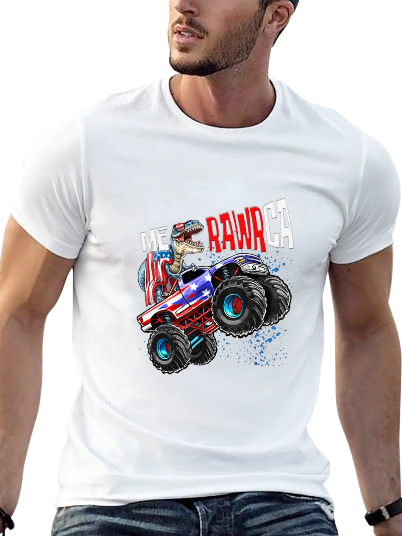 USA Dinosaur Monster Truck T-Shirt