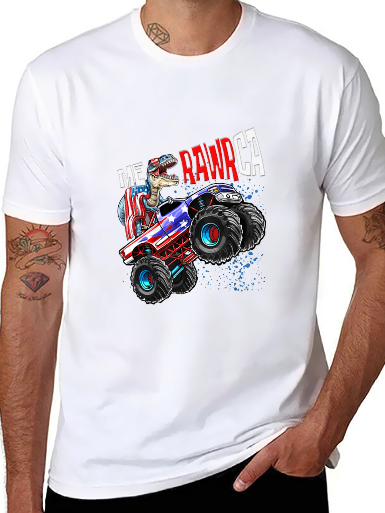 USA Dinosaur Monster Truck T-Shirt