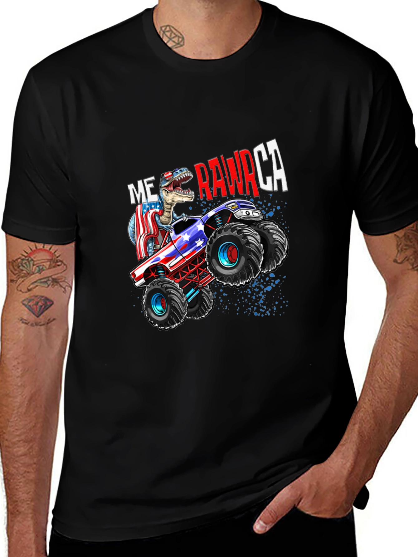 USA Dinosaur Monster Truck T-Shirt