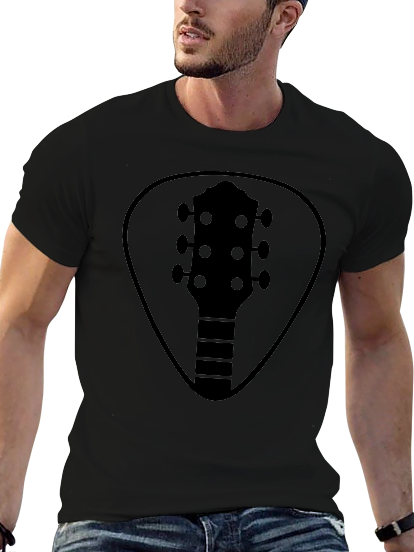 Guitar Pick Headstock Tee - Black