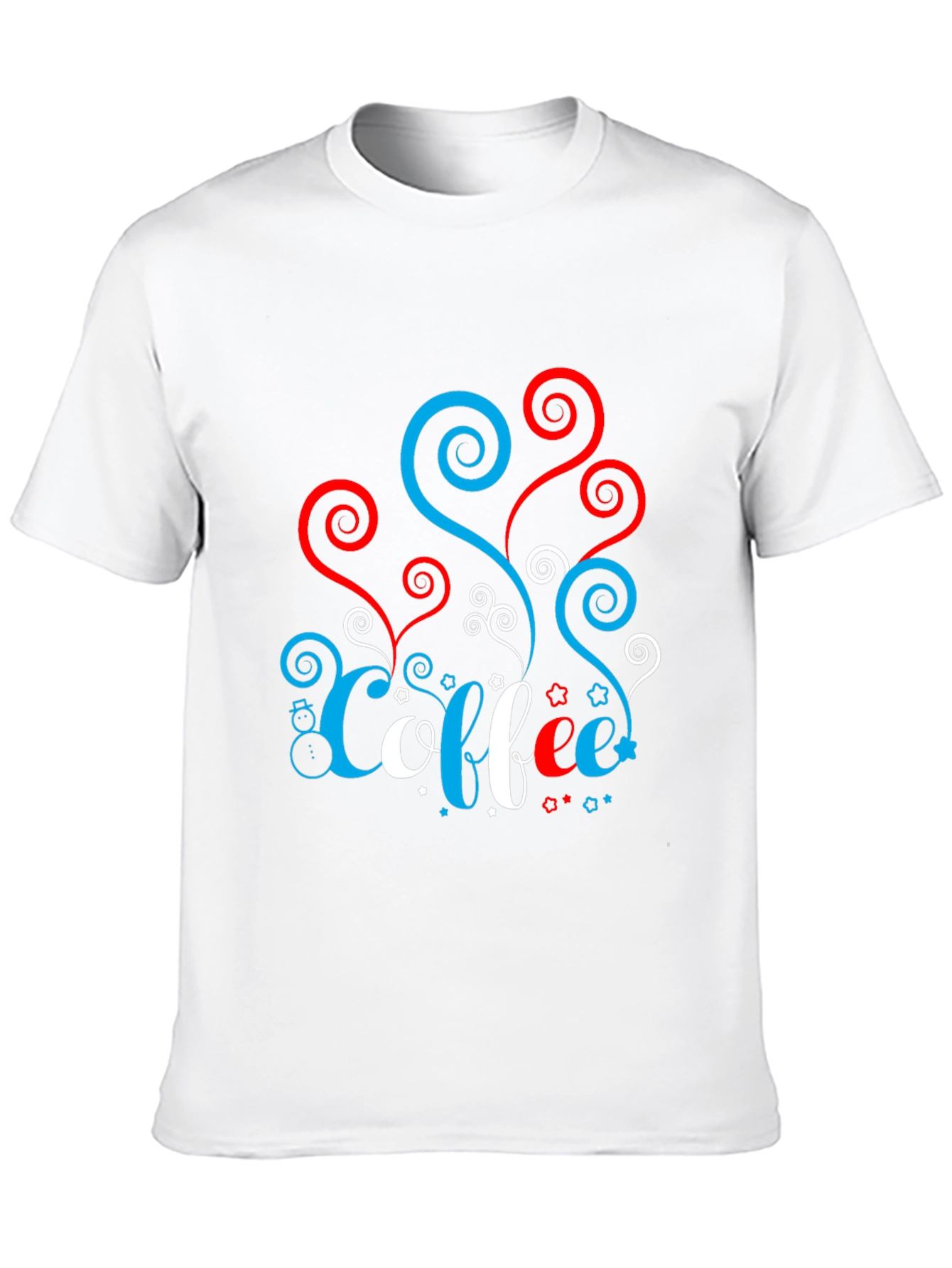 Festive Coffee Tee - Red White & Blue Spirals!