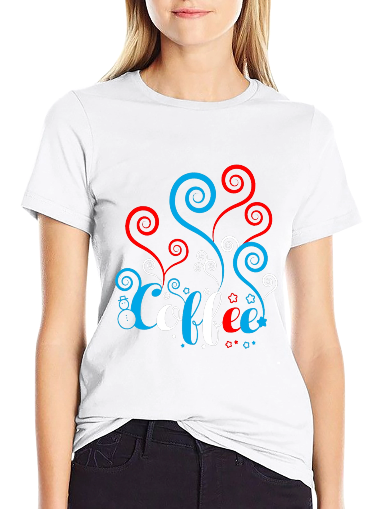 Festive Coffee Tee - Red White & Blue Spirals!