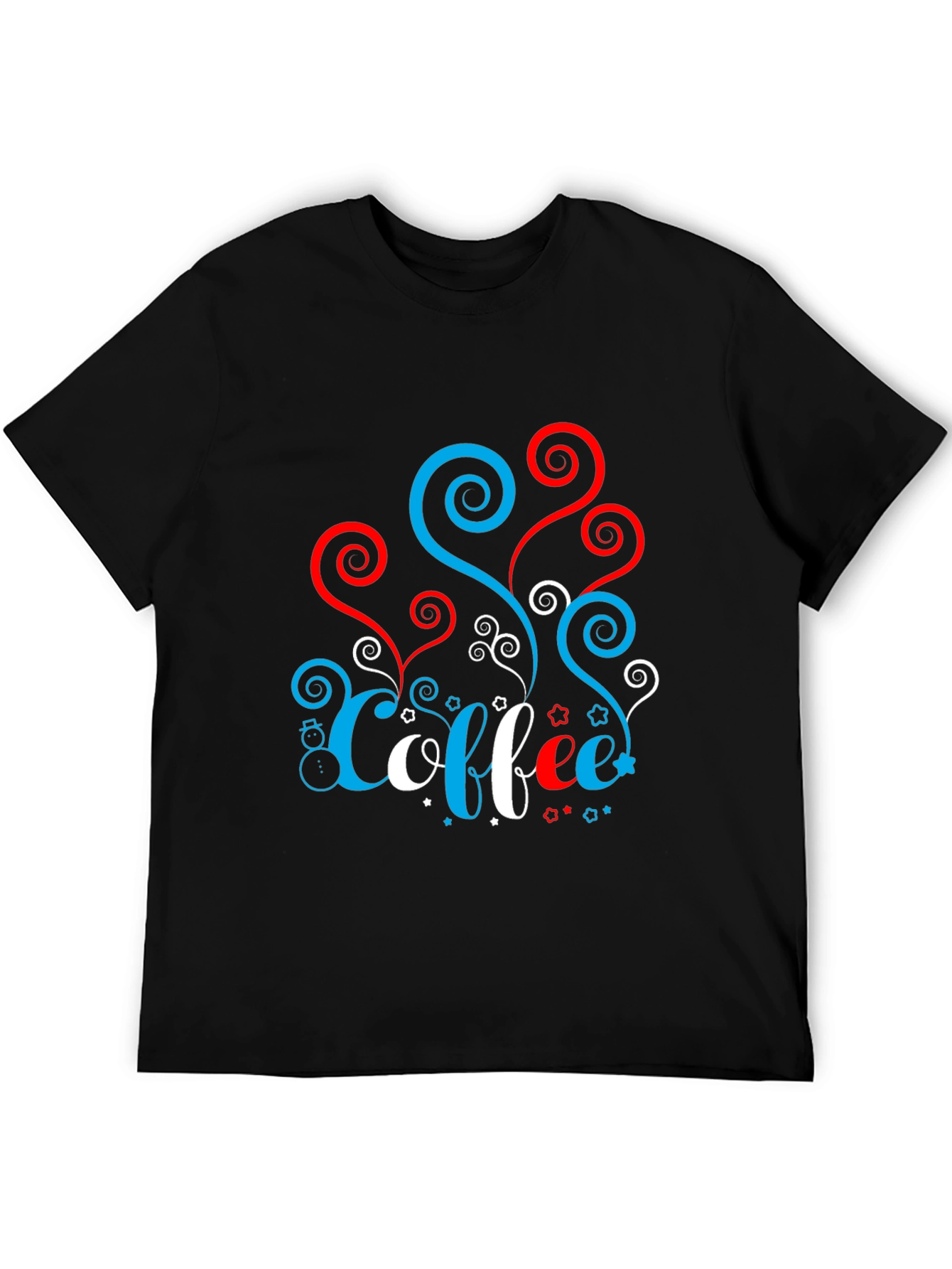 Festive Coffee Tee - Red White & Blue Spirals!