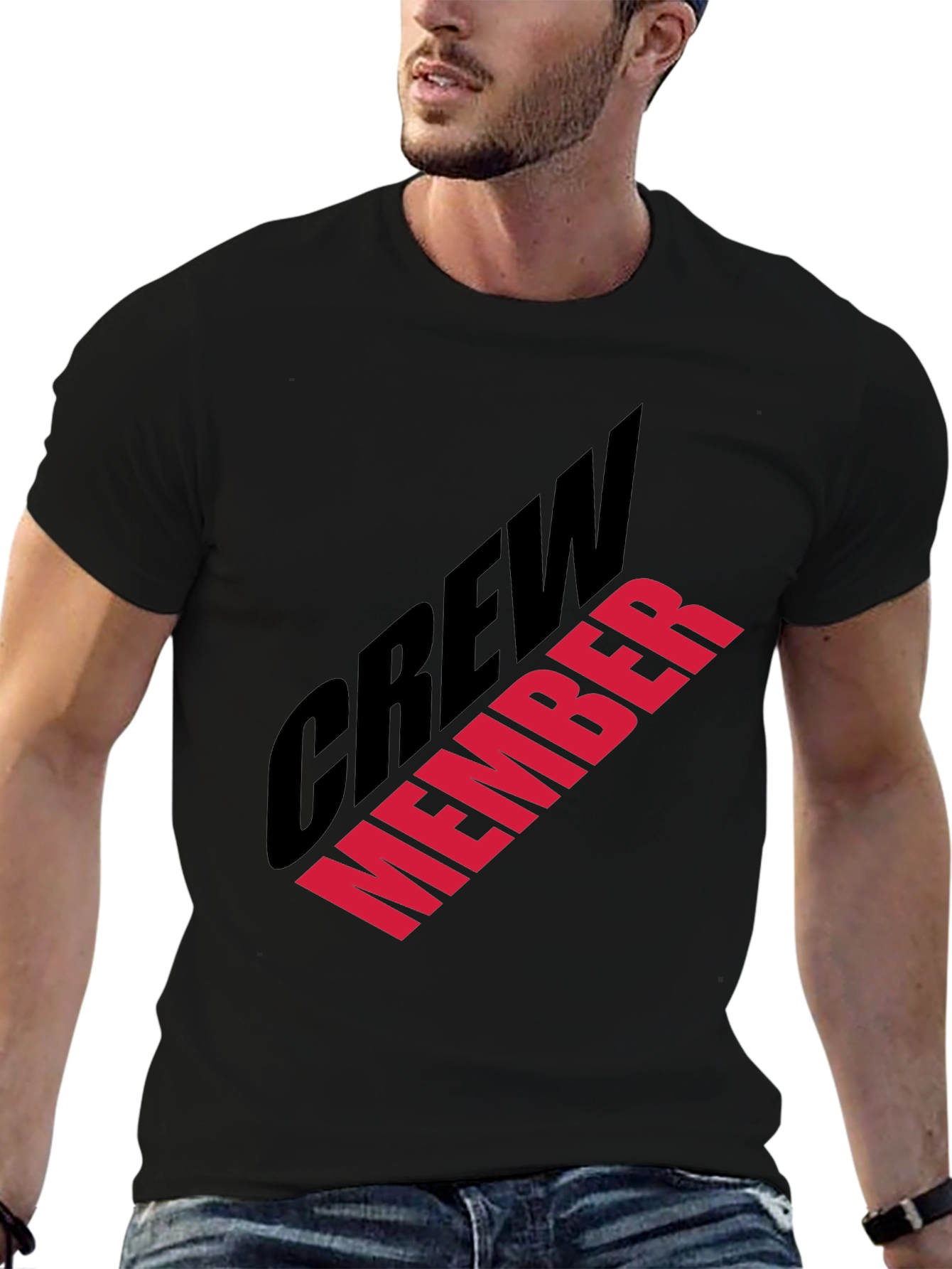 Crew Member Graphic Print Black T-Shirt