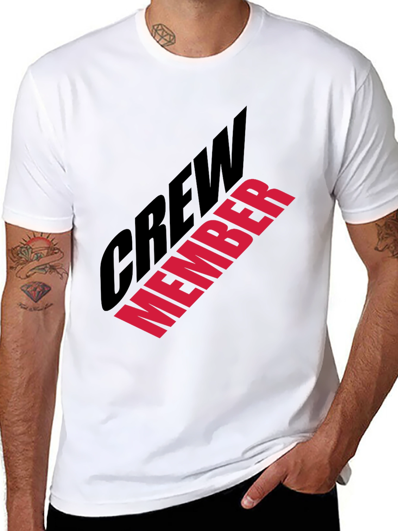 Crew Member Graphic Print Black T-Shirt