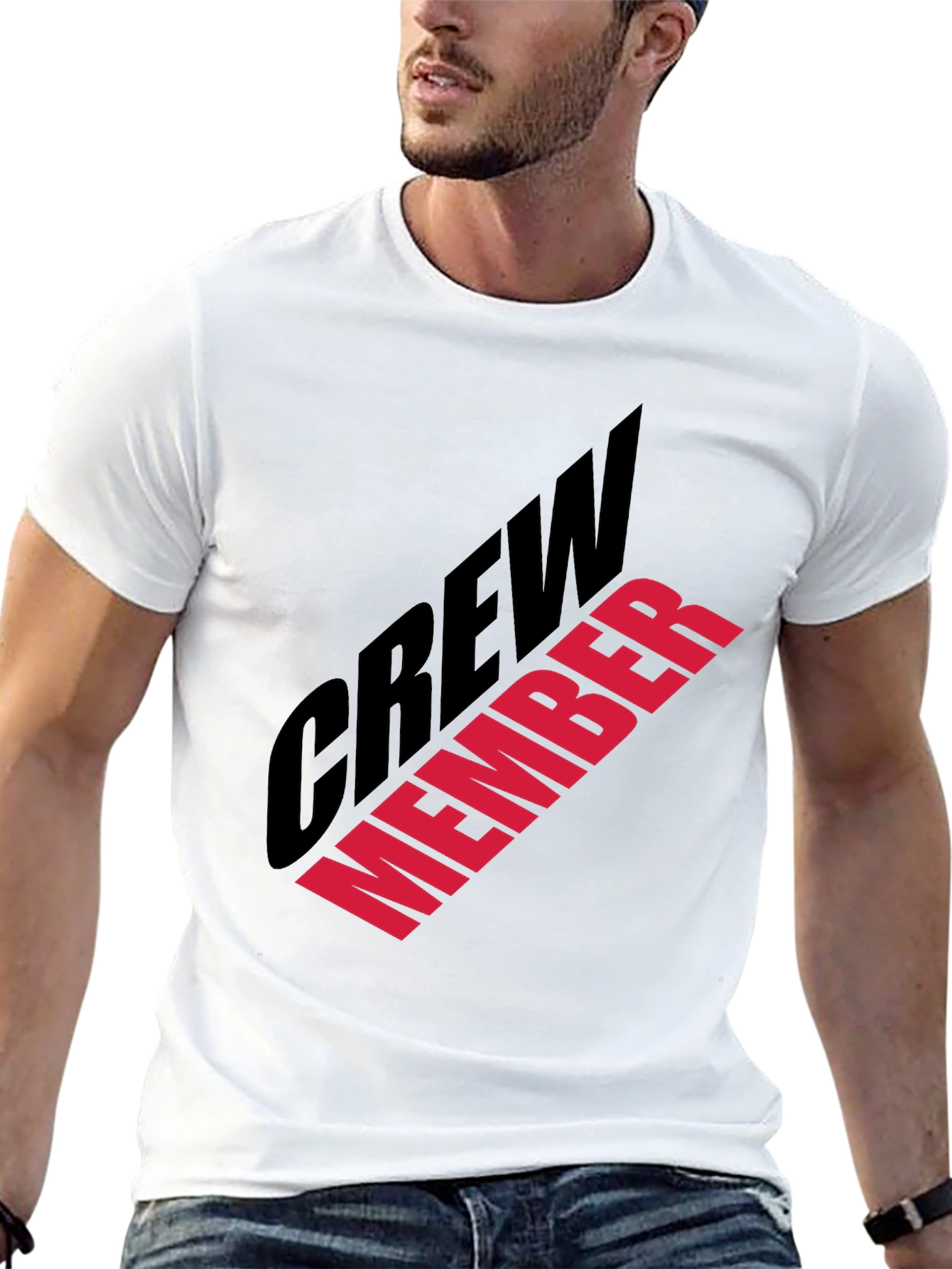 Crew Member Graphic Print Black T-Shirt