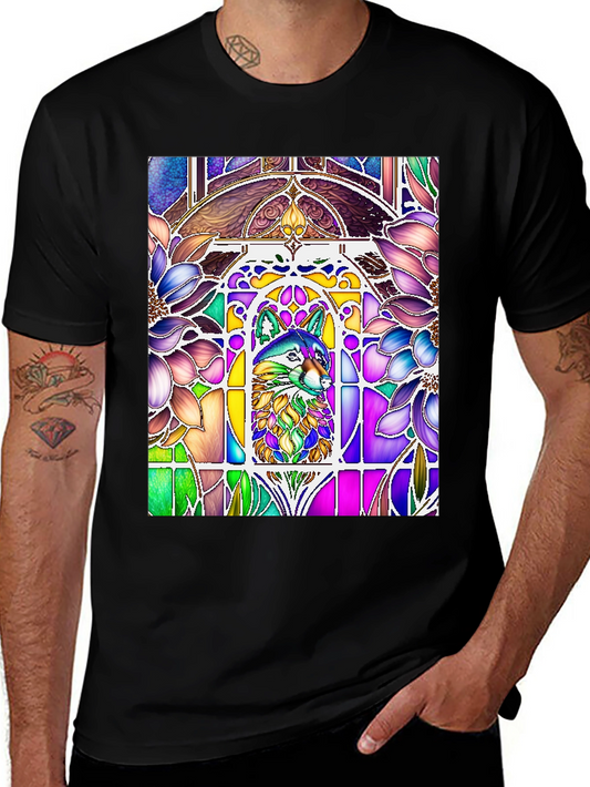 Stained Glass Wolf Graphic Tee