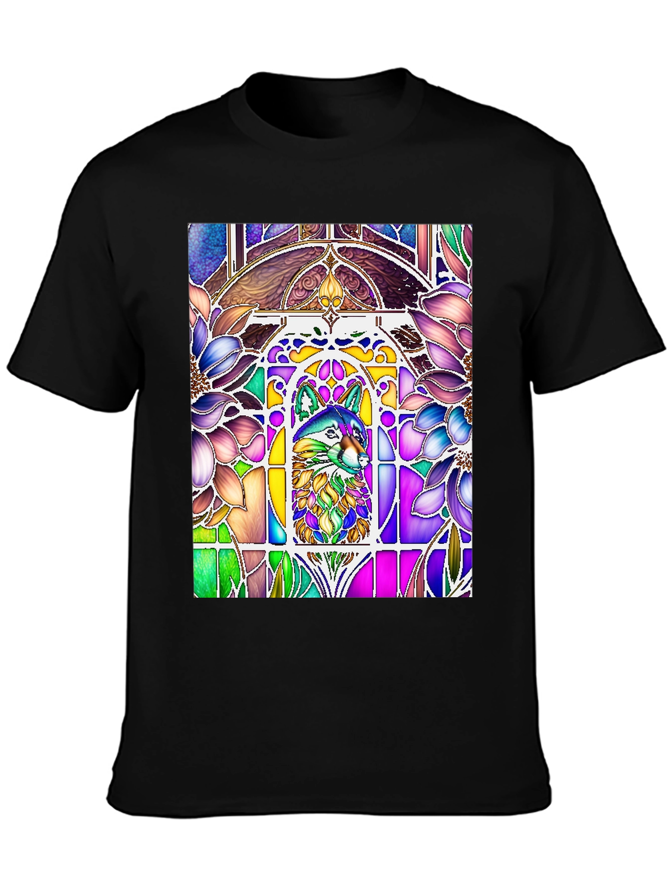 Stained Glass Wolf Graphic Tee