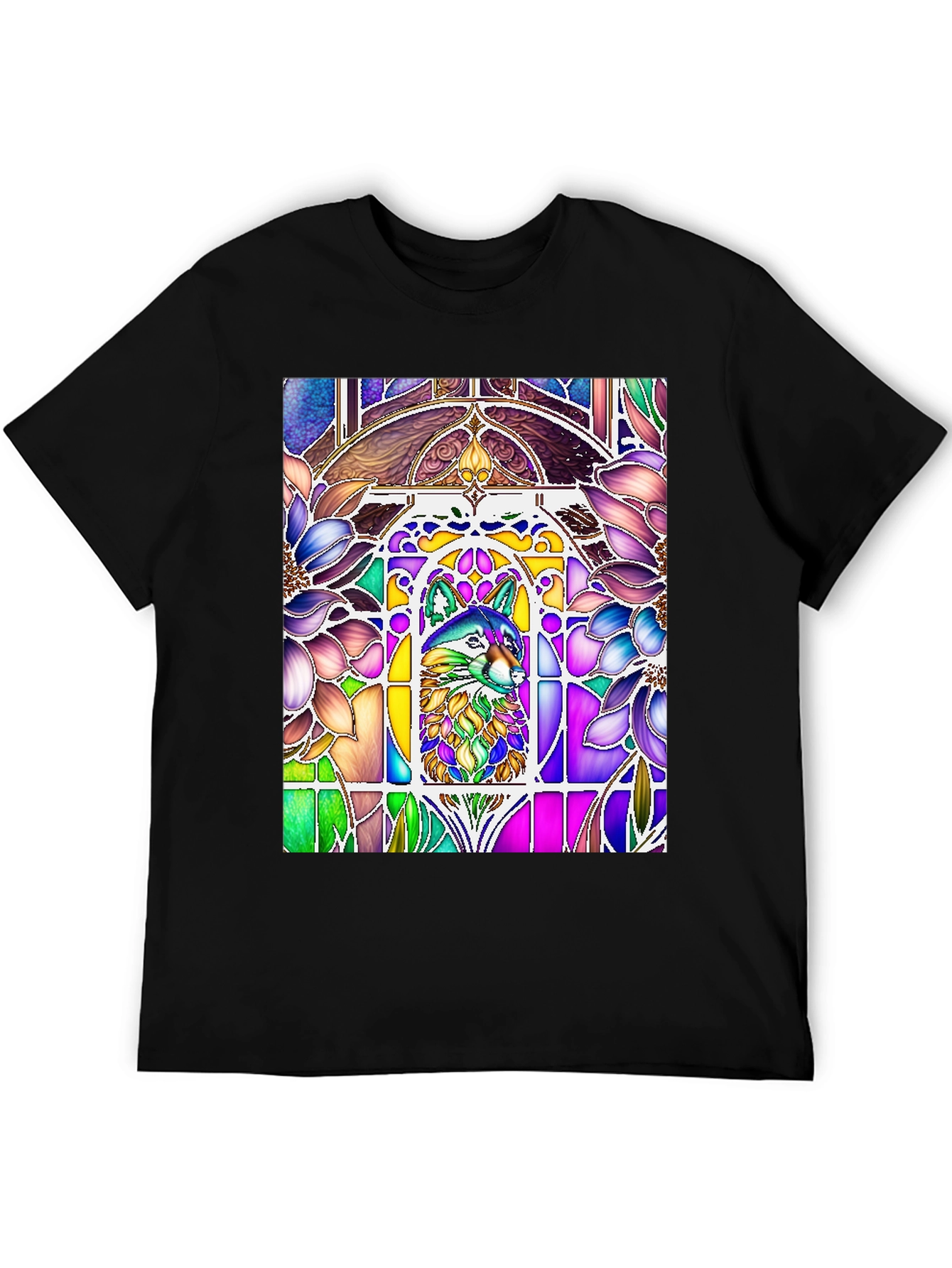 Stained Glass Wolf Graphic Tee