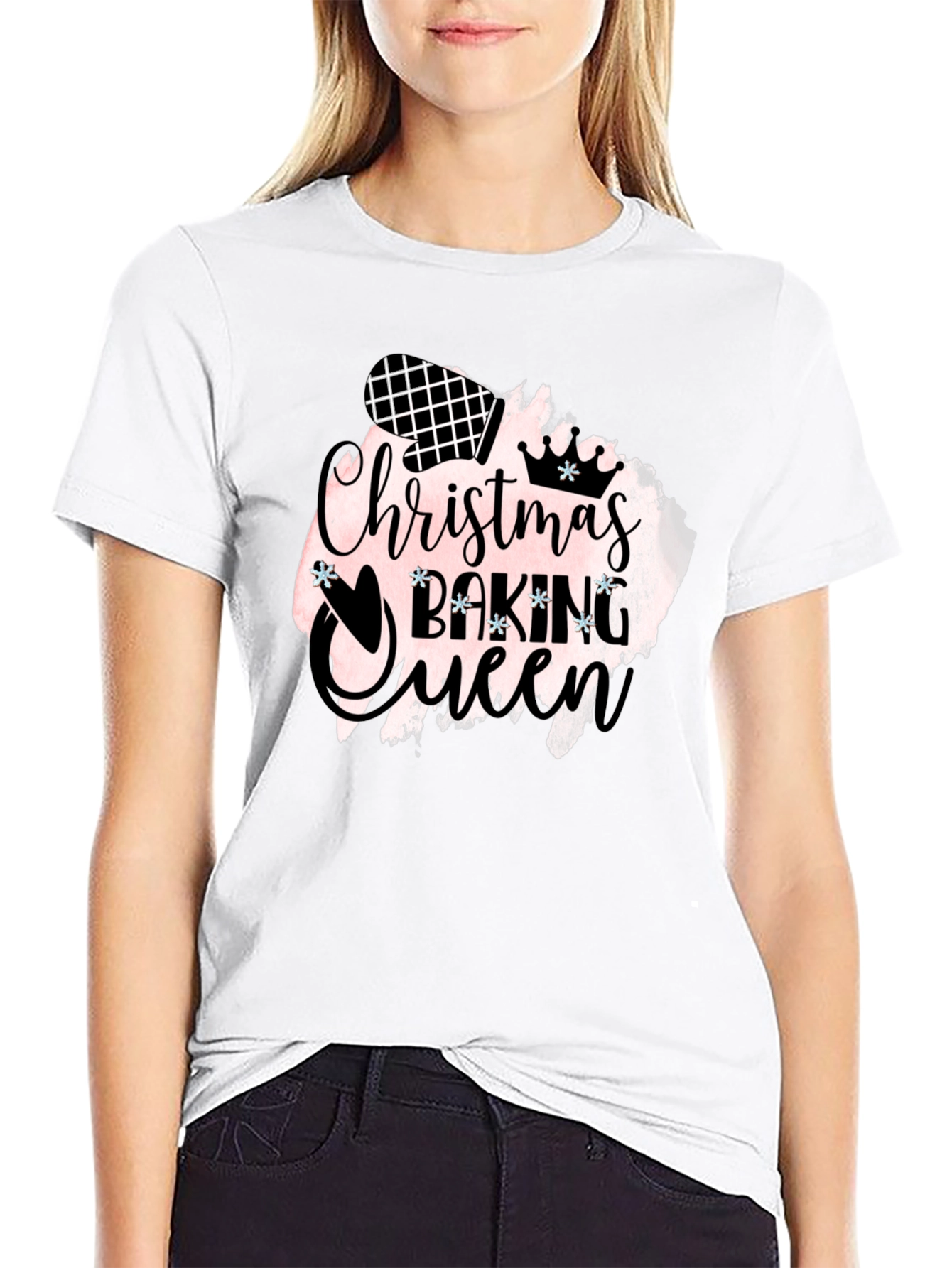 Christmas Baking Queen Black T-Shirt