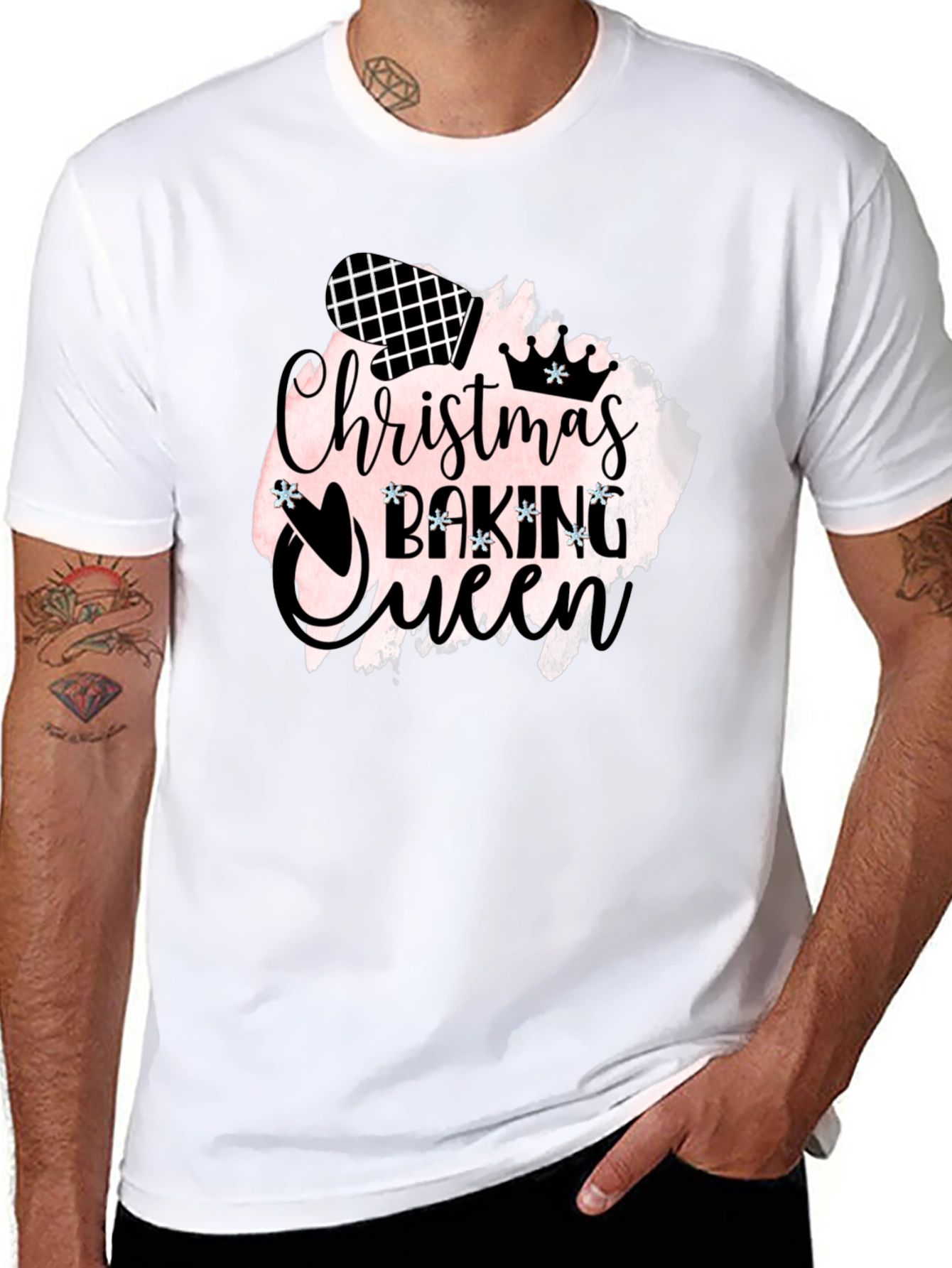 Christmas Baking Queen Black T-Shirt