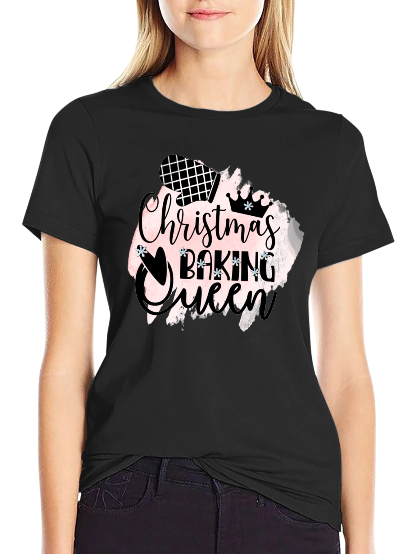 Christmas Baking Queen Black T-Shirt