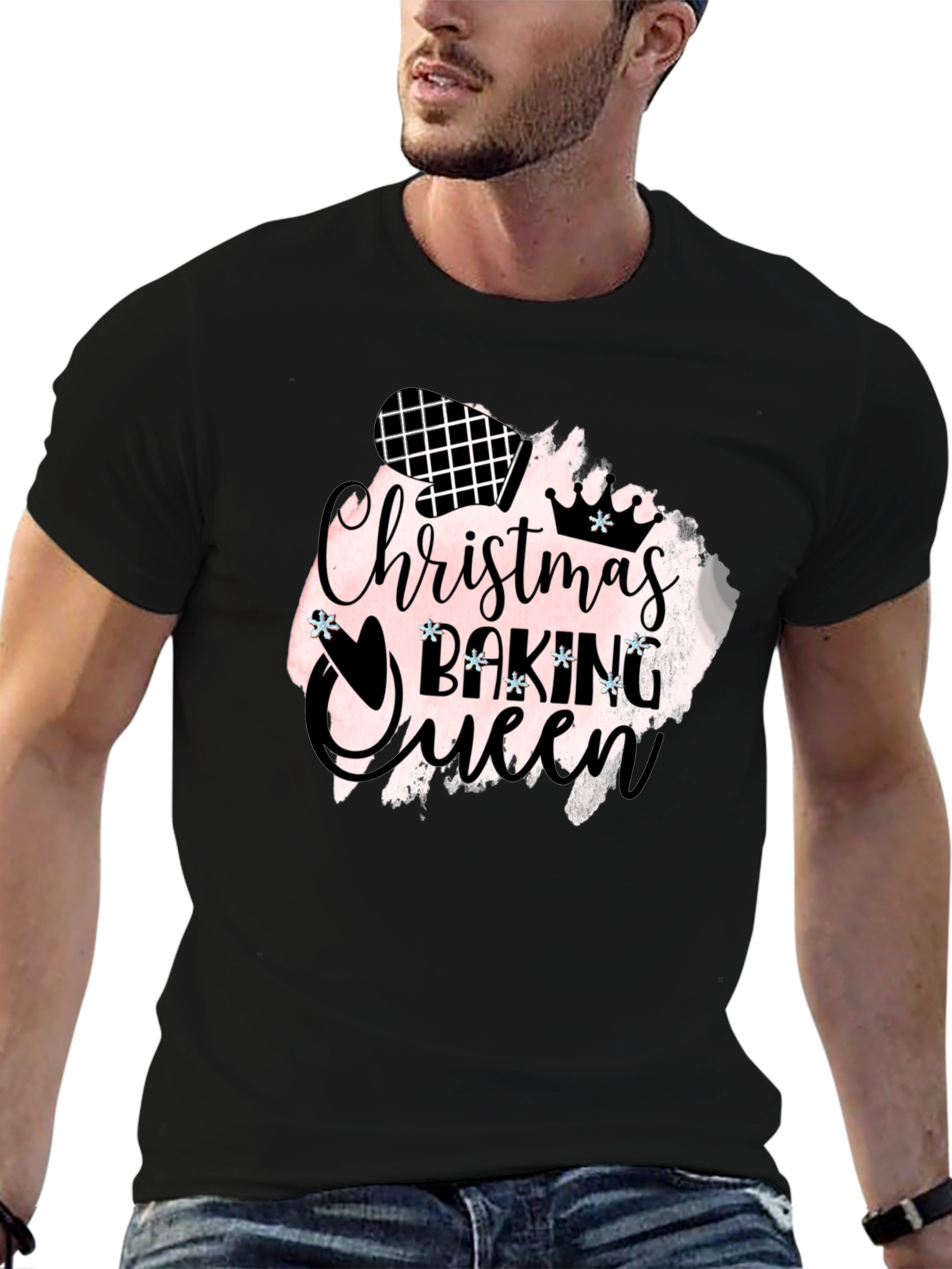 Christmas Baking Queen Black T-Shirt