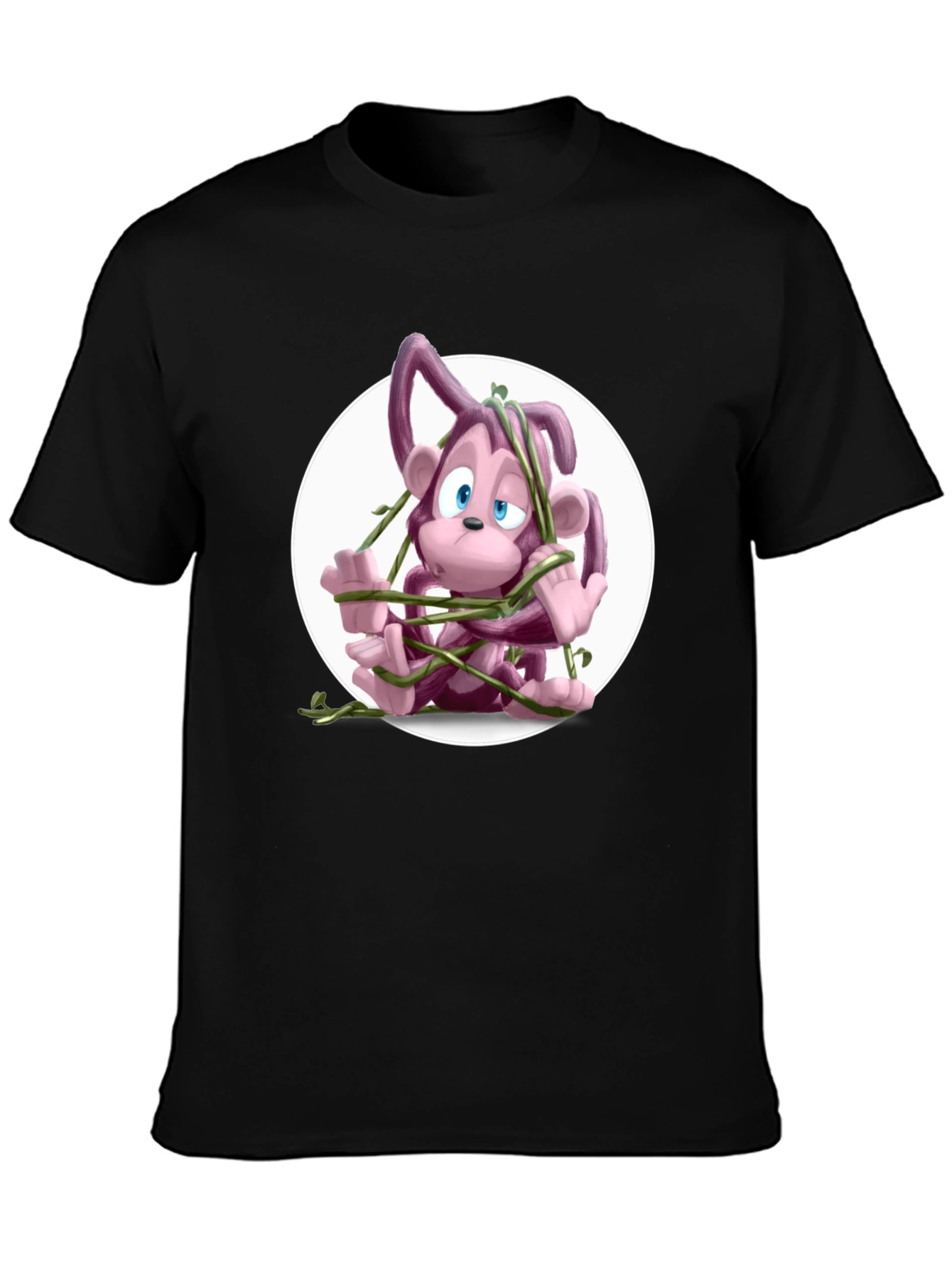 Cartoon Monkey Vines Graphic Tee - Casual Cool